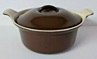 Vintage Le Creuset Brown Cast Iron Mini 1 Qt.  Dutch Oven Pot W/ Lid 18 Rare