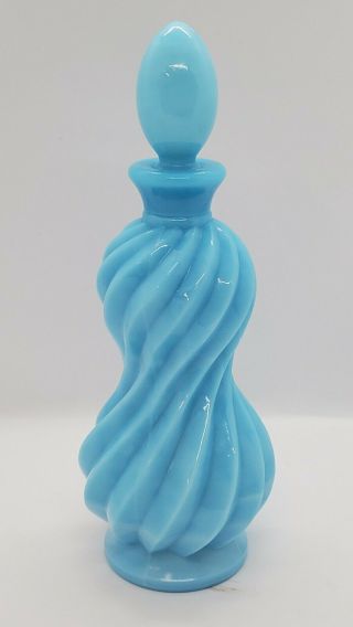 Vintage Made In France Blue Milk Glass,  Rare.  Swirl Pattern Perfume Bottle