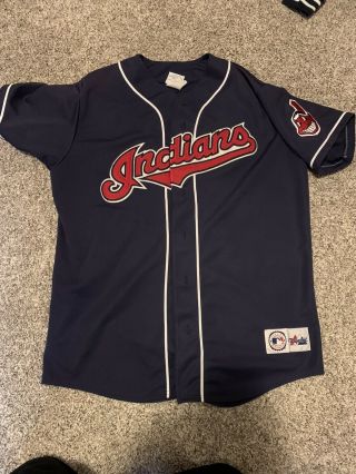 Rare Vintage Cleveland Indians Majestic Mlb Baseball Jersey Chief Wahoo Classic