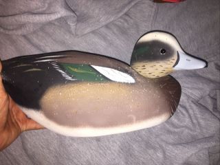 Rare - Signed Hand Carved And Painted Life Size Widgeon Decoy By “coot Decoy Co”