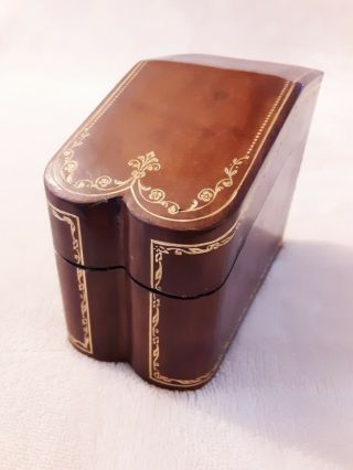 Rare Vintage Formez Italy Leather Double Deck Playing Card Box Embossed