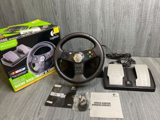 Logitech Nascar Racing Steering Wheel & Pedals For Xbox Rare Vtg