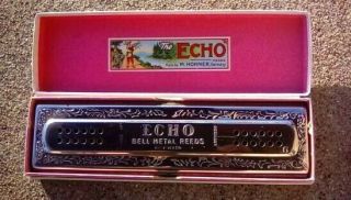 Rare M.  Honer Harmonica The Echo Harp,  Bell Metal Reeds,  Registered 120 Holes