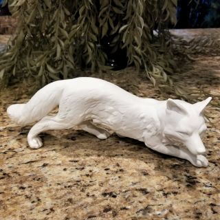 Rare Vintage Goebel White Bisque Porcelain Fox Figurine 10.  5 " Long