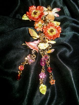 Kirks Folly Rare/signed 3 Times " Fairies And Flowers Brooch " It Is Fabulous