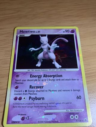 Pokémon Majestic Dawn Mewtwo 9/100 Holo Bleed Rare Card Error Misprint Bleed
