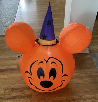 Disney Halloween Mickey Mouse Pumpkin Inflatable Airblown Lights Up RARE 2