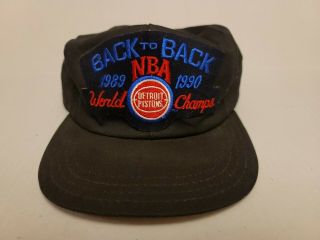 Rare Vintage 1989 - 90 Detroit Pistons Hat Bad Boys Nba World Champs Back To Back
