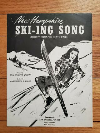 Rare 1951 Sunapee Nh Downhill Ski Area Graphic Ski Sheet Music No Res
