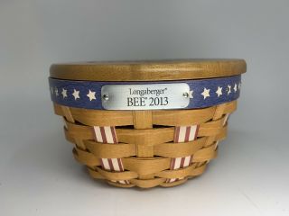 Rare Longaberger Bee Basket Us Flag,  Protector,  Custom Lid - 2013 -