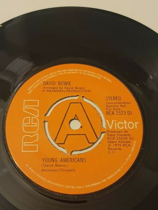 David Bowie - Young Americans Rare Rca Demo 7 " Single - 1975 Rca 2523 Dj Ex