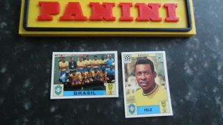 Pele Football World Cup Mexico 1970 Soccer,  Team Brasil 2 Stickers Panini Rare