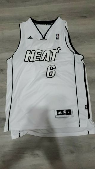 Rare Adidas Nba Miami Heat Lebron James White Hot Basketball Jersey Size M