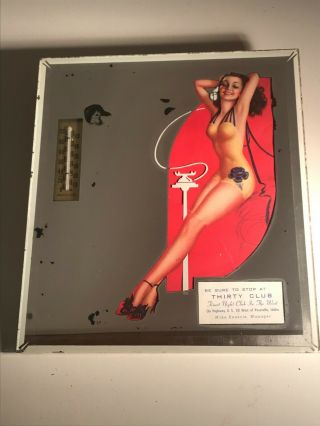 Vintage 1942 Pinup Girl Advertising Thermometer Mirror Billy Devorss Rare