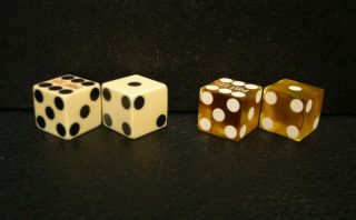 2 Pairs Rare Vintage Loaded 11/16 " Casino Dice 6 - 1 Flats - Collectors From 40s Era