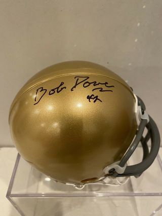 Rare Bob Dove Notre Dame Autograph Mini Helmet Ncaa Hof 42