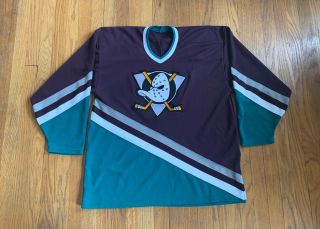 Anaheim Mighty Ducks Vintage 90’s Ccm Maska Home Jersey Xl Rare Nhl