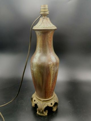 Jean Langlade Rare Lampe Art Nouveau En GrÈs Flamme Et Bronze Signé à Identifier