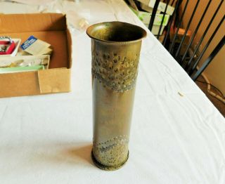 Rare Vintage Wwii 44mm Brass Shell Casing Trench Art Vase