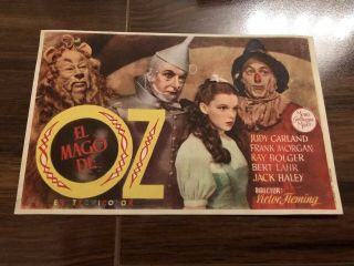 Vintage Rare The Wizard Of Oz Foreign Spanish Film Herald W Judy Garland