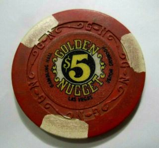 Golden Nugget - Las Vegas,  Nv.  $5 Casino Poker Chip,  Rare Hotbid22