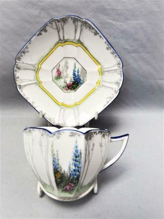 Shelley China England Queen Anne Tea Cup & Saucer Very Rare " My Garden " 1920 