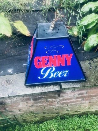Vintage Genny Beer Genesee Billiard Pool Table Light Poker Hanging Sign Rare