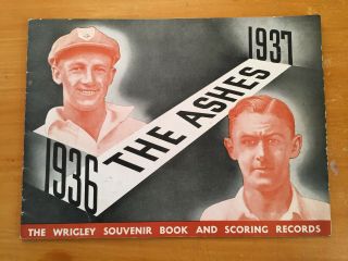 1936 - 1937 The Ashes Rare Wrigley Souvenir Book & Scoring Records Aus V Eng Tour
