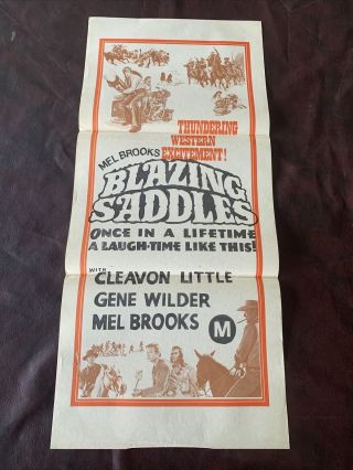 Rare Vintage Movie Poster Blazing Saddles Mel Brooks Wilder Day Bill Cinema