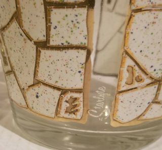 Vintage Starlyte Gold Mosaic Ice Bucket With 6 Glass Barware Set Rare MCM 70 ' s 3