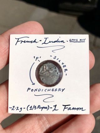 French India Pondicherry 1/5 Silver Rupee Fanon 1738 - 1792 Mahe Rare Coin