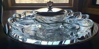 Rare Kromex Vintage Lazy Susan Party Platter Glass Dish Set Elegant Serve Tray 2