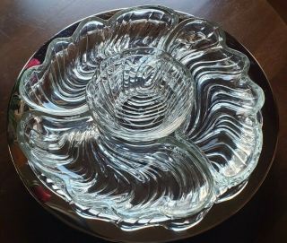 Rare Kromex Vintage Lazy Susan Party Platter Glass Dish Set Elegant Serve Tray 3