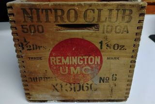 Vintage Remington Umc Nitro Club Box - Joint Wood Shell Crate 1oga Shotgun Rare