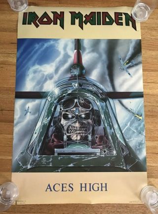 Rare 1985 Iron Maiden Aces High Poster 22 " X 34 "