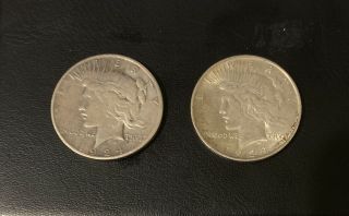 1924 Silver Peace Dollar Set Of 2 Rare Us Silver Coin