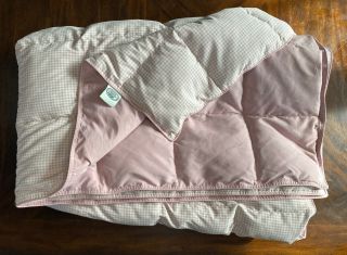 Vintage Laura Ashley Quilted Down Blanket Throw Pink Gingham Very Rare Euc Htf