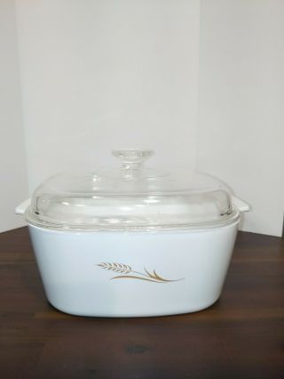 Rare Vintage " Wheat " 4 Qt Covered Corning Ware Casserole Dish With Lid