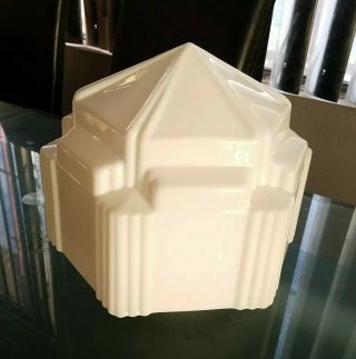 Vintage White Milk Glass Rare Art Deco Shade Ceiling Light Globe