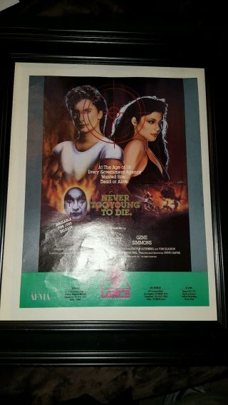 Never Too Young To Die Gene Simmons Vanity Rare Promo Poster Ad Framed