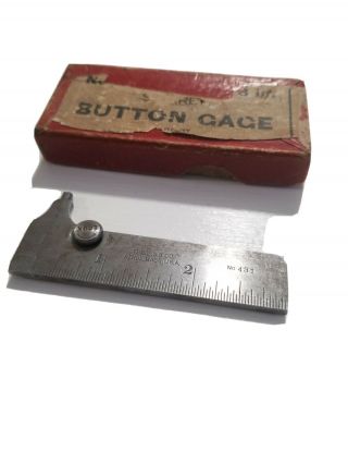 Rare Vintage L.  S.  Starrett No.  431 Button Gage Slide Rule Caliper Early 1900 