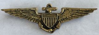 Rare Ww 2 Us Navy Usmc Gold Filled On Sterling Pilot Wing 2 3/4 " Bc81