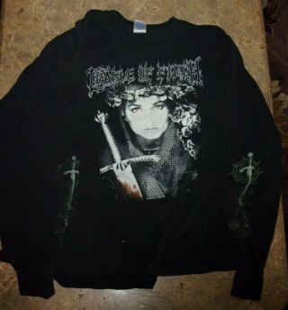 Rare Cradle Of Filth Long Sleeve Concert Tee - Shirt English Fire Female Knight