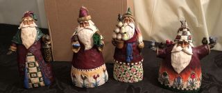 2002 Jim Shore 4 Santa’s Christmas Tree Ornaments Complete Set (4) B107458 Rare