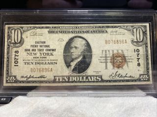 $10 1929 Chatham Phenix National Bank & Trust Company 10778 Very Rare