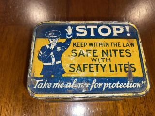 Vintage Safe Nites Bulb Tin Rare Rare Rare Police Man Tin