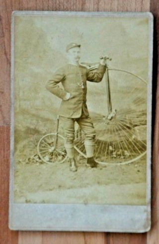 Rare Cabinet Card Of A Man In Uniform With A Penny Farthing,  Inverness,  Scotland