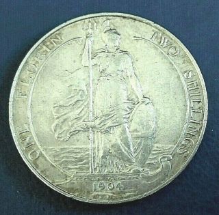 1904 King Edward Vii Florin,  Rare.  925 Silver,  High To Very,  Rim Nick