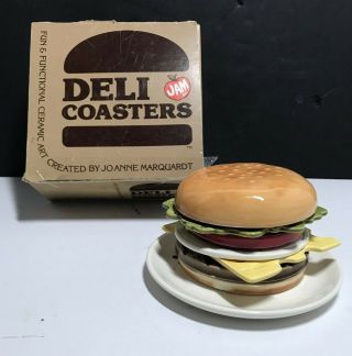 Vintage Deli Coasters Of Hamburger By Jam Joanne Marquardt Vgc Rare
