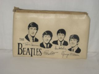 Rare Vintage 1960s The Beatles Vinyl Pencil Pouch On Zipper